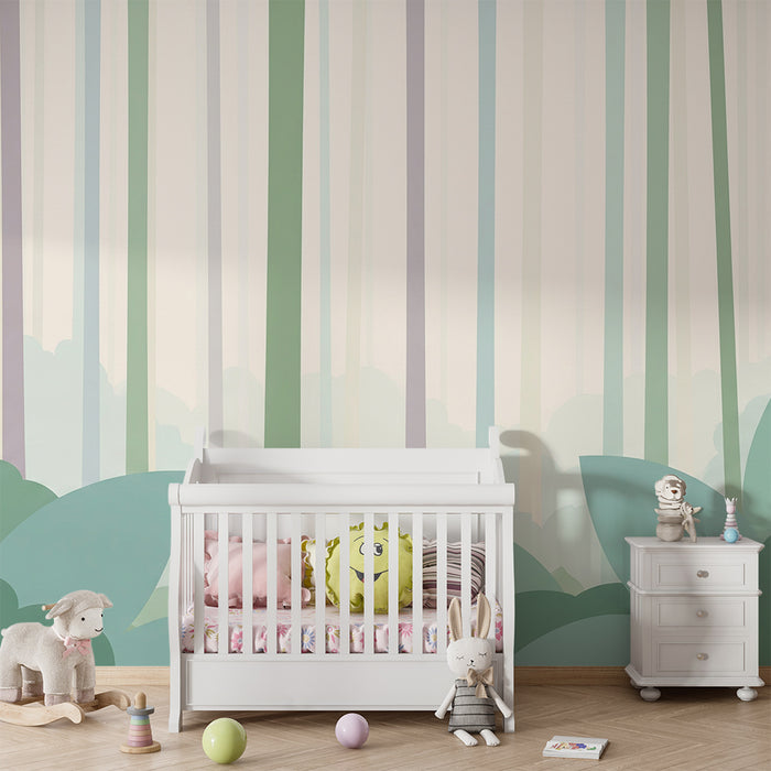 Babyzimmer Tapete | Sanfter Wald mit beruhigendem Laubwerk