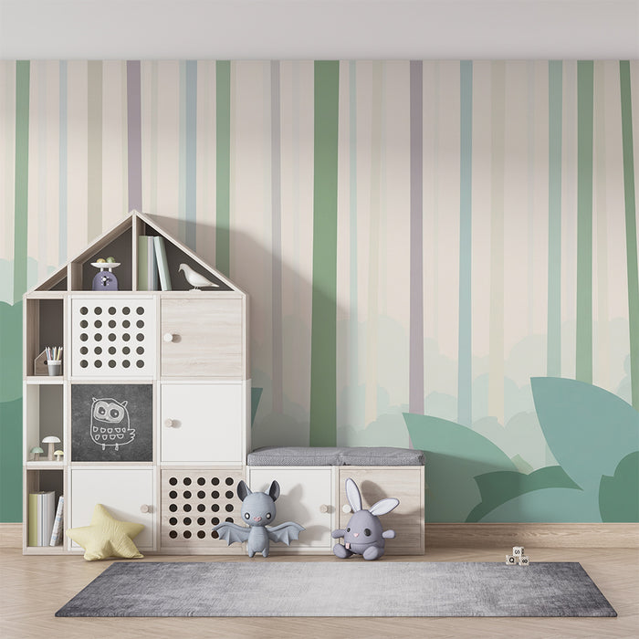 Babyzimmer Tapete | Sanfter Wald mit beruhigendem Laubwerk