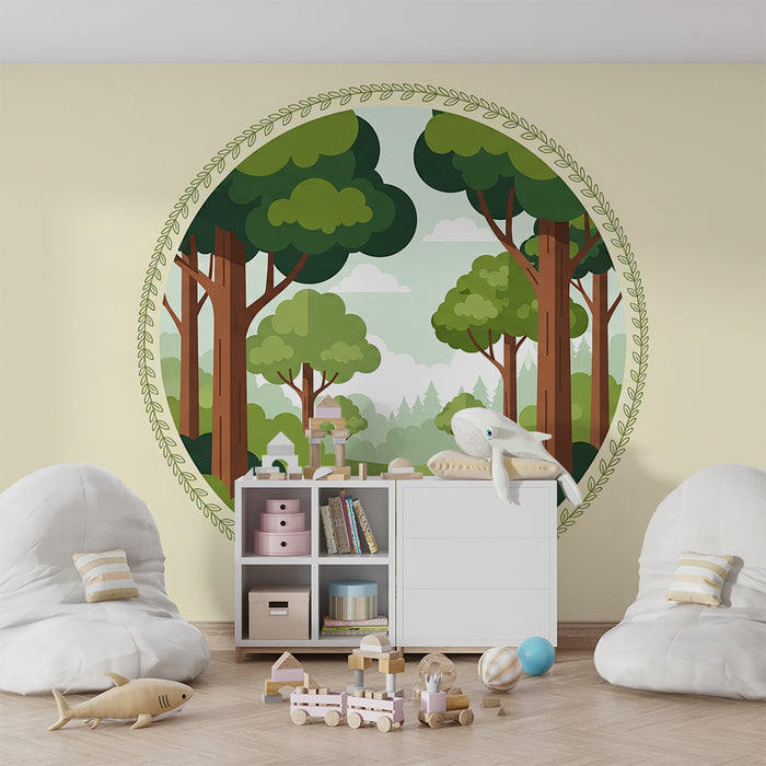Barntapet | Förtrollande skog med träd och grönskande lövverk