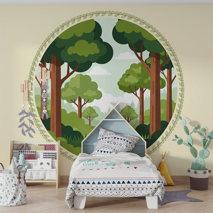 Barntapet | Förtrollande skog med träd och grönskande lövverk