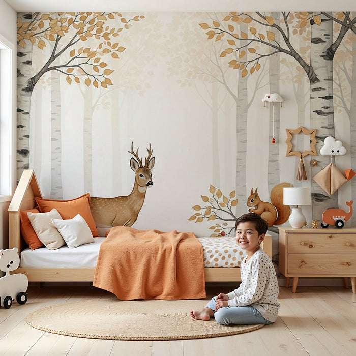 Barntapet | Förtrollad skog med rådjur, ekorrar och igelkottar