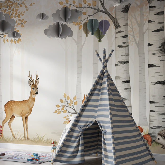 Barntapet | Förtrollad skog med rådjur, ekorrar och igelkottar