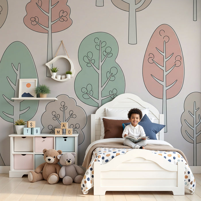 Barntapet | Mjuka skogar med pastellträd