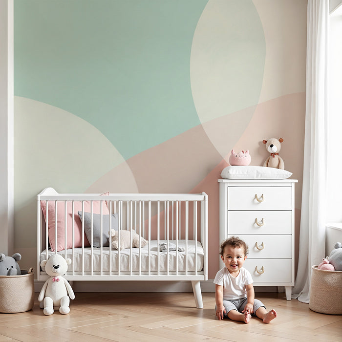 Babykamerbehang | Abstracte pastelvormen voor een zachte sfeer
