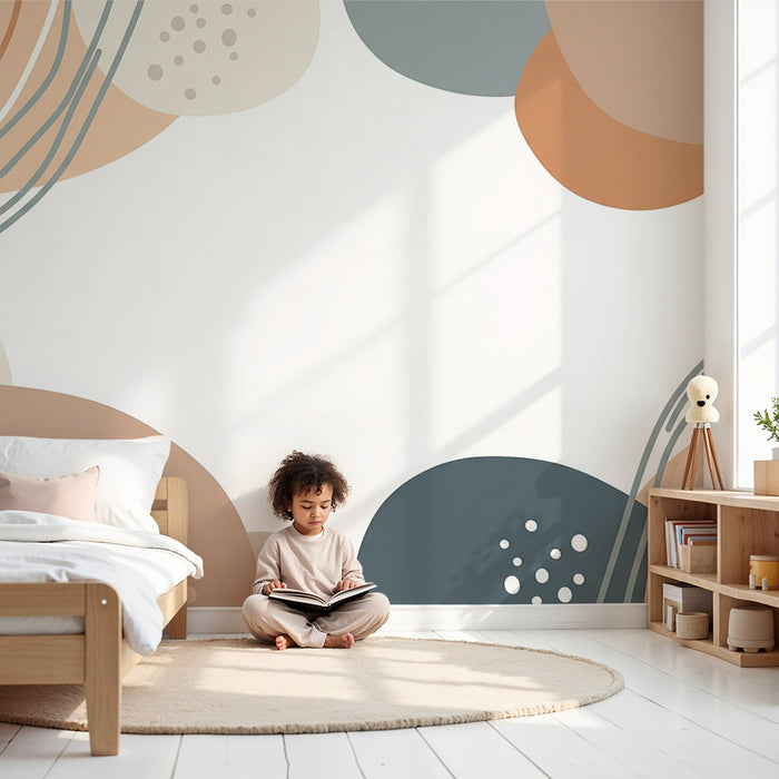 Babykamer behang | Abstracte vormen en zachte kleuren voor een rustgevende omgeving