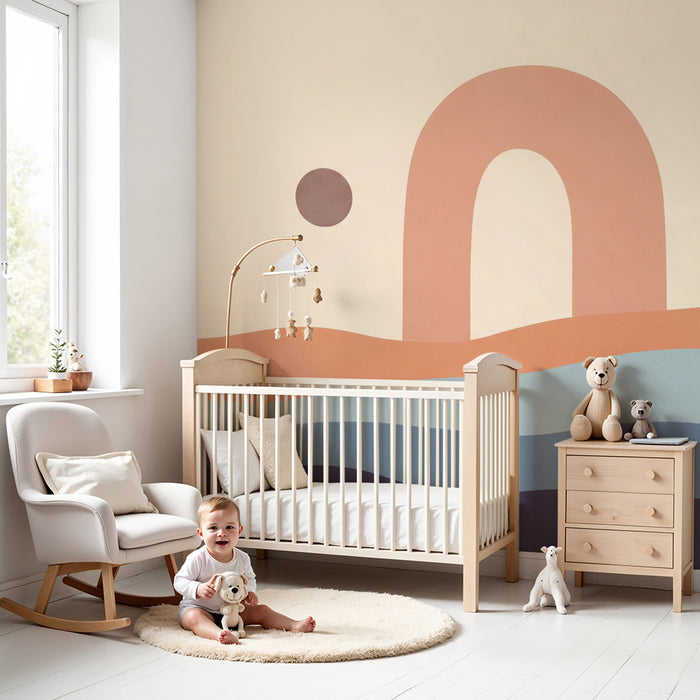 Babyzimmer Tapete | Abstrakte Formen und sanfte Farben für eine beruhigende Atmosphäre