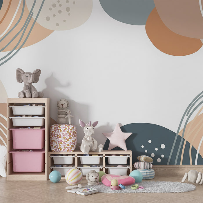 Babykamer behang | Abstracte vormen en zachte kleuren voor een rustgevende omgeving