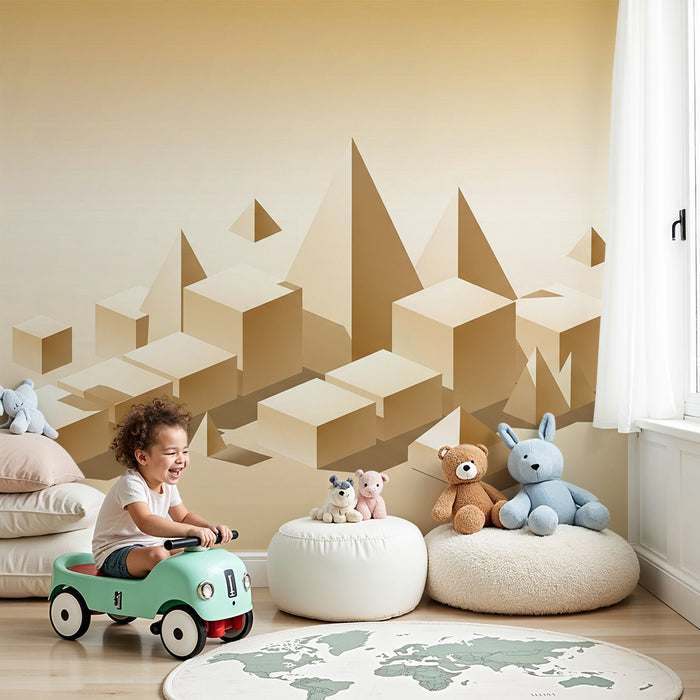 Papel de parede quarto bebê | Mehke geometrijske oblike v bež tonih