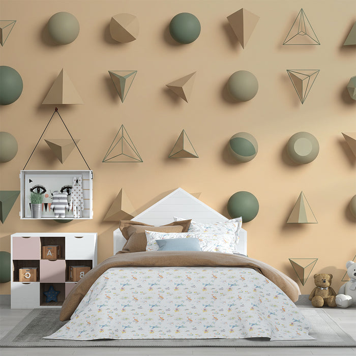 Χαρτί τοιχογραφίας βρεφικού δωματίου | Απαλά γεωμετρικά σχήματα σε απαλούς τόνους
