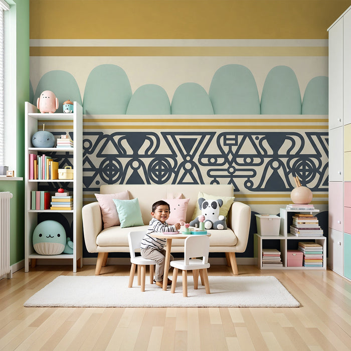 Babykamer behang | Zachte, kleurrijke geometrische vormen voor een rustgevende sfeer