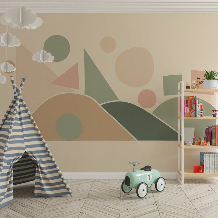 Papier peint chambre bébé | Formes géométriques douces et couleurs apaisantes