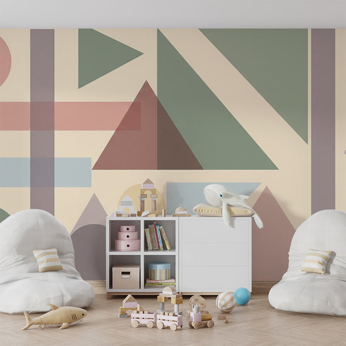 Barntapet | Mjuka geometriska former och pastellfärger