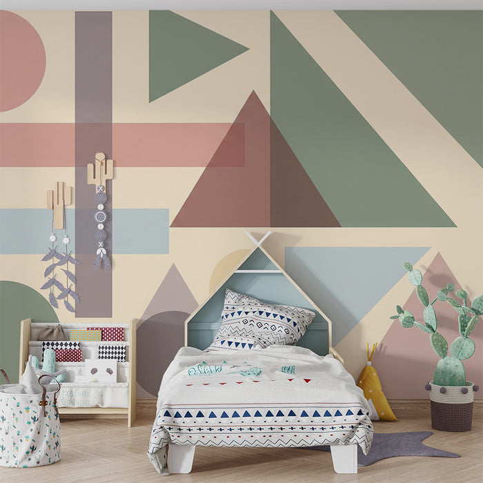 Barntapet | Mjuka geometriska former och pastellfärger