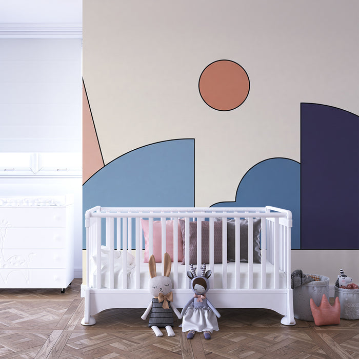Papel pintado para habitación infantil | Formas geométricas rectas y curvas