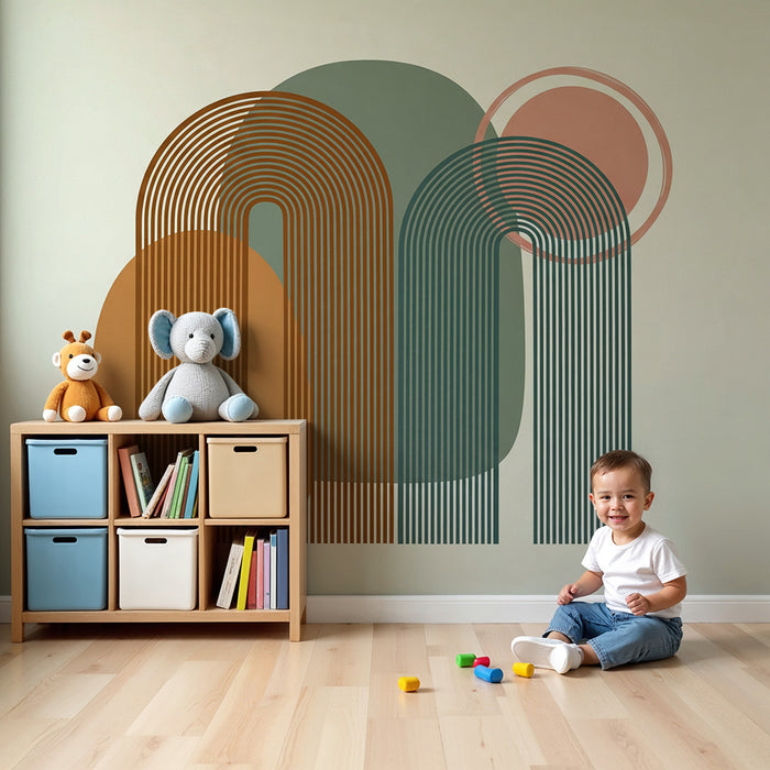 Papel de parede quarto bebê | Съвременни геометрични форми в нежни цветове