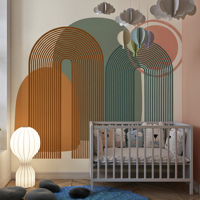 Papel de parede quarto bebê | Съвременни геометрични форми в нежни цветове