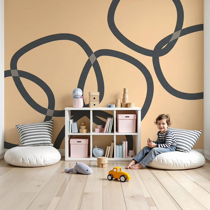 Tapet pentru camera copilului | Forme geometrice moderne pe fundal delicat