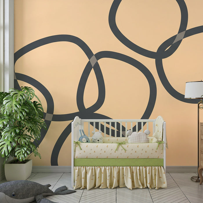 Tapet pentru camera copilului | Forme geometrice moderne pe fundal delicat