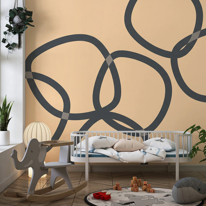 Tapet pentru camera copilului | Forme geometrice moderne pe fundal delicat