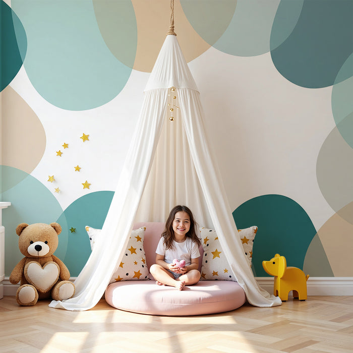 Papel pintado para habitación infantil | Formas orgánicas suaves en tonos pastel