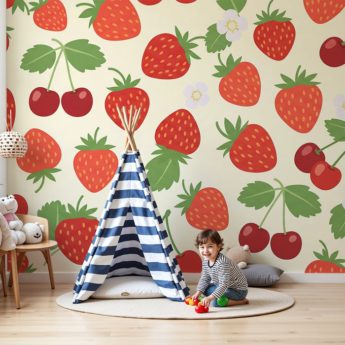 Barntapet | Jordgubbar och körsbär