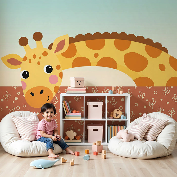 Barnetapet | Morsom giraff med blomstermønster