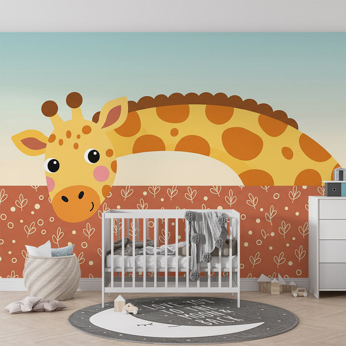 Barnetapet | Morsom giraff med blomstermønster