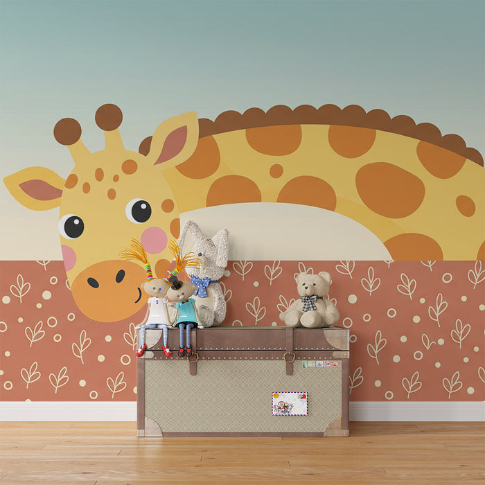 Barnetapet | Morsom giraff med blomstermønster