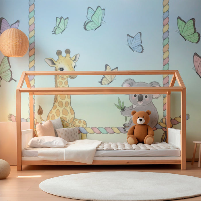 Barntapet | Giraff och koala på en gunga