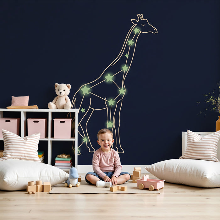 Carta da parati bambini | Giraffa stellata nella notte