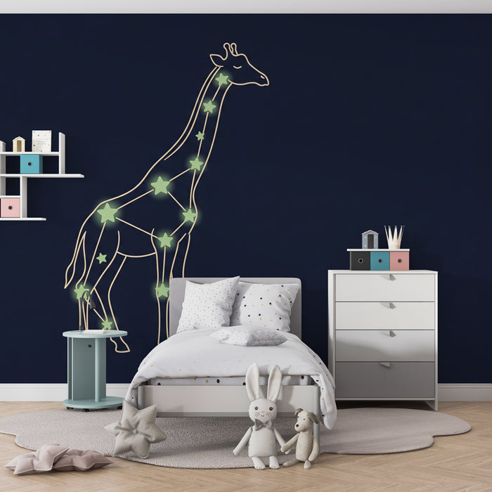 Carta da parati bambini | Giraffa stellata nella notte