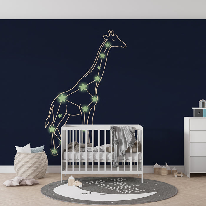 Carta da parati bambini | Giraffa stellata nella notte