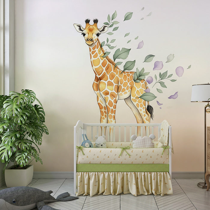 Barntapet | Lekfull och blommig giraff