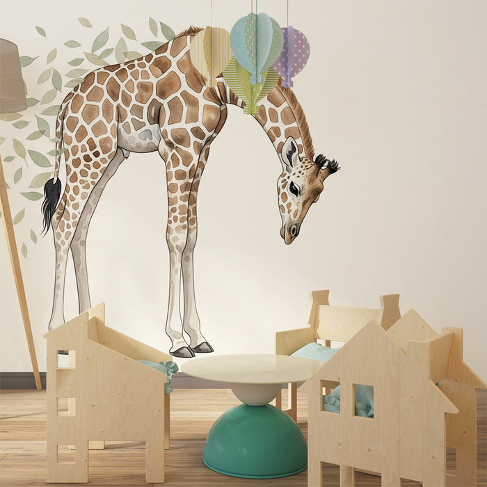 Lastenhuoneen tapetti | Majesteettinen kirahvi rauhoittavassa ympäristössä