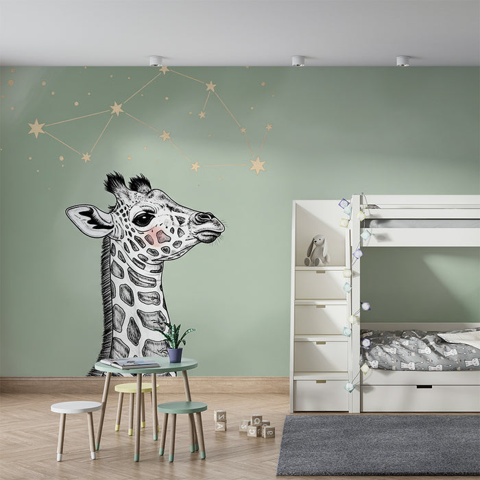 Barntapet | Drömmande giraff under stjärnorna