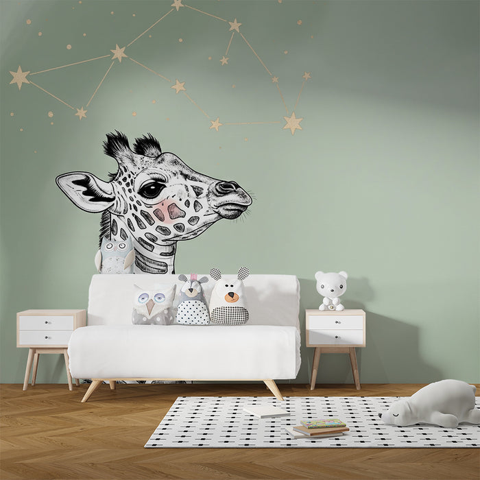 Barntapet | Drömmande giraff under stjärnorna