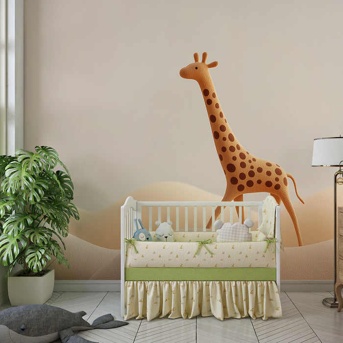 Nursery room wallpaper | Stylized giraffe on gentle hills