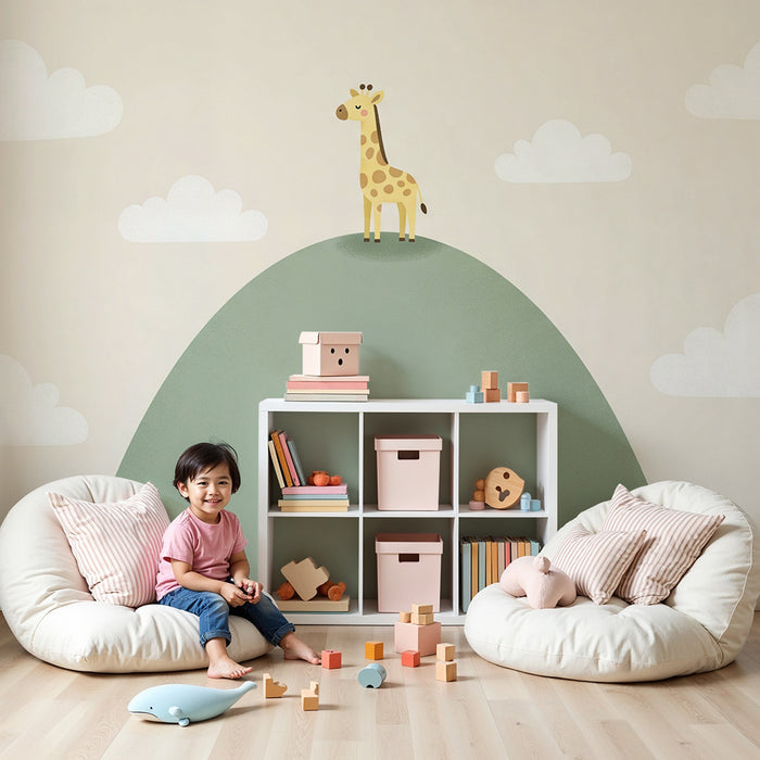 Nursery room wallpaper | Giraffe on a gentle hill