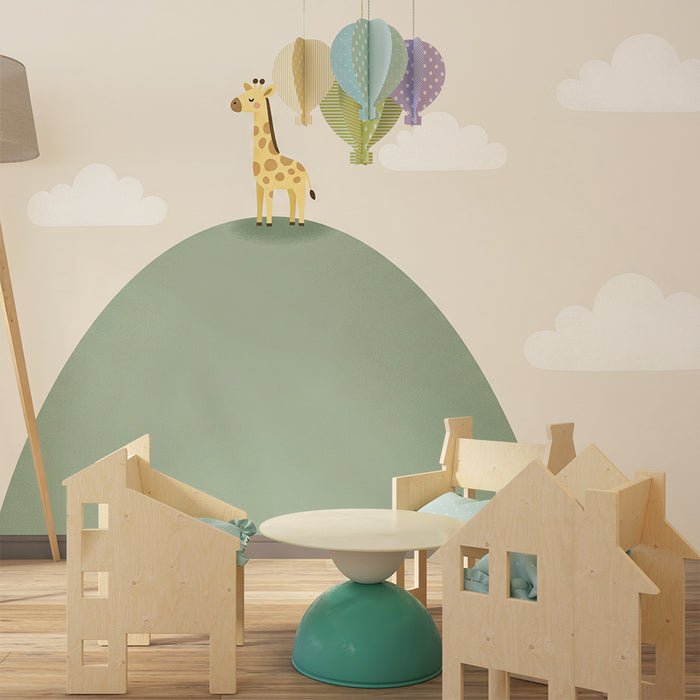 Nursery room wallpaper | Giraffe on a gentle hill
