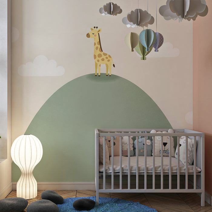 Nursery room wallpaper | Giraffe on a gentle hill