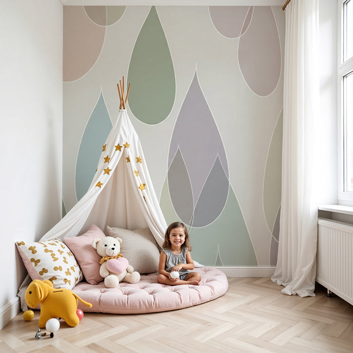 Barntapet | Färgglada droppar i pastell på mjuk bakgrund