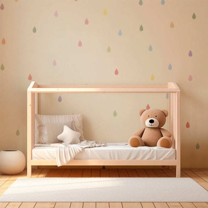 Babyzimmer Tapete | Farbtropfen auf weichem Grund