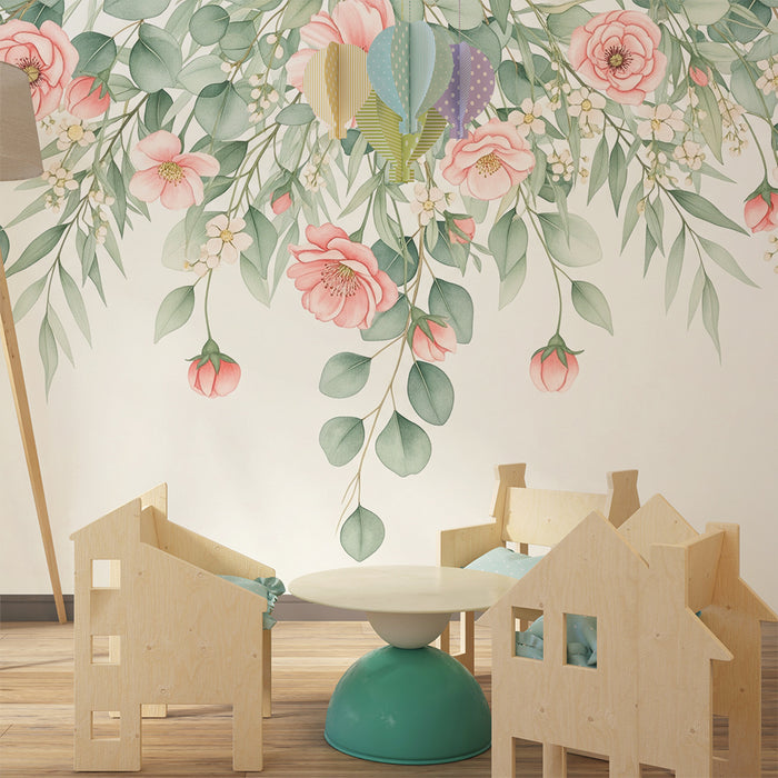 Børneværelse tapet | Store akvarel blomster