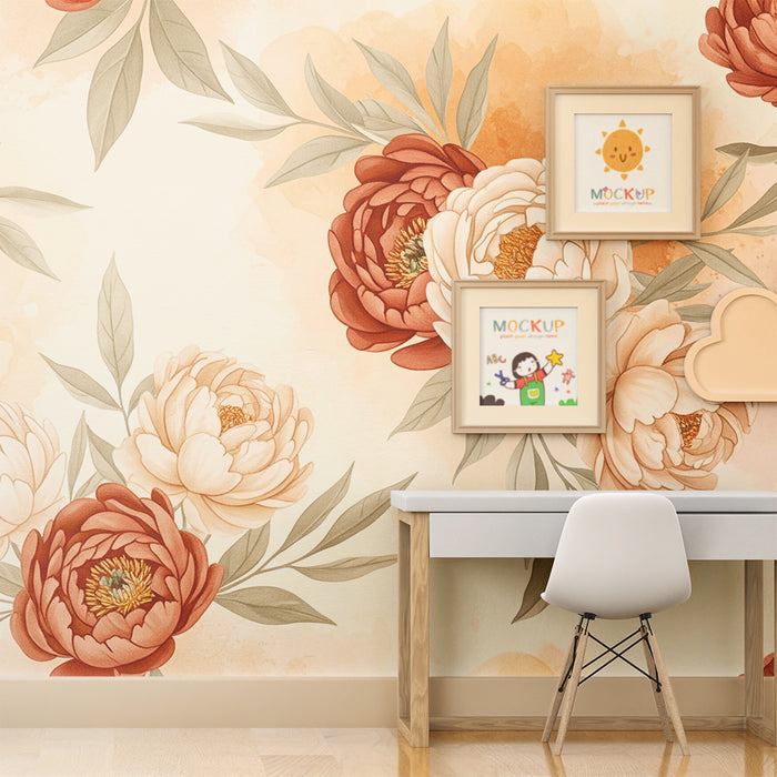 Papel de parede quarto bebê | Grandes flores e suavidade pastel