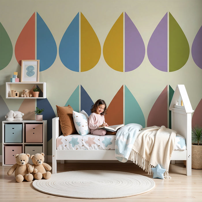 Papel de parede quarto bebê | Μεγάλες πολύχρωμες σταγόνες