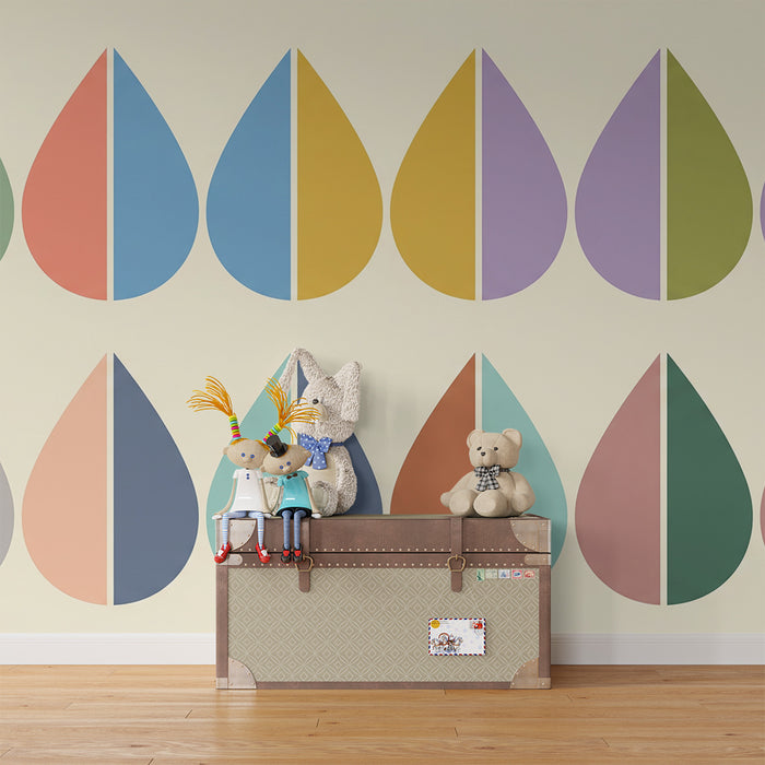 Papel de parede quarto bebê | Μεγάλες πολύχρωμες σταγόνες