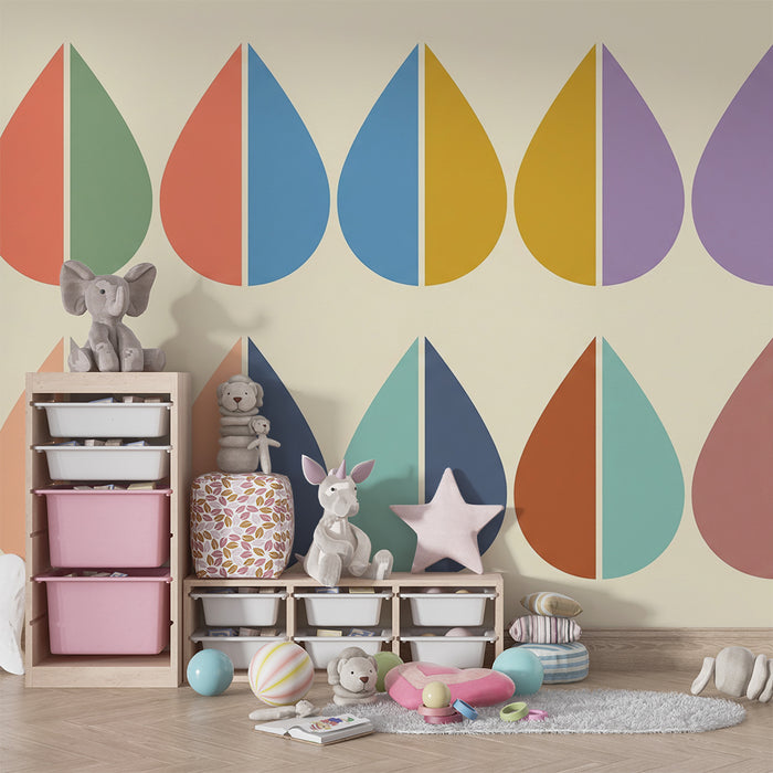 Papel de parede quarto bebê | Μεγάλες πολύχρωμες σταγόνες