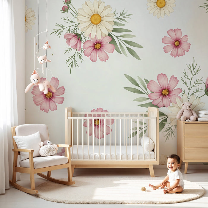 Papier de parede quarto bebê | Grupos de pequenas folhas