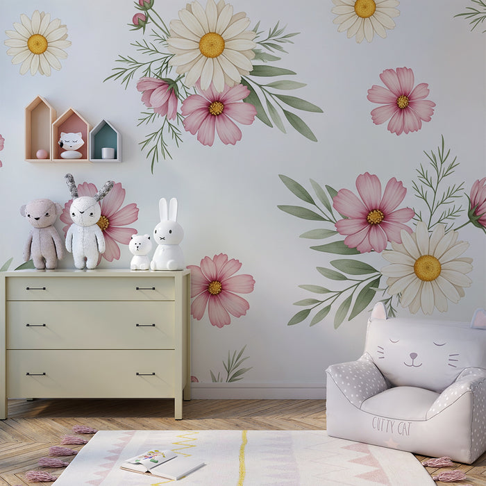 Papier de parede quarto bebê | Grupos de pequenas folhas