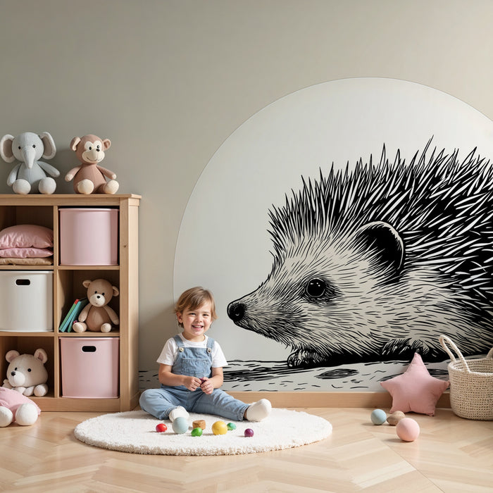 Papel de parede quarto bebê | Ouriço delicado sob a lua